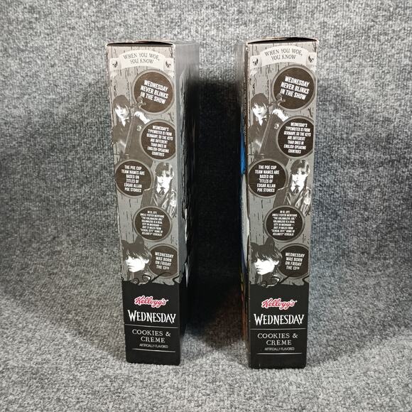 Kelloggs Wednesday Addams Cookies & Creme Cereal Set of 2 Limited Edition 12oz - Picture 5 of 9